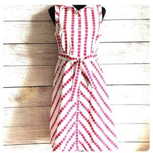 Boden sleeveless, belted white polka dot Clemmie dress 8